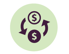View Cost Efficiencies Icon Illustration includes a cycle with dollar symbols